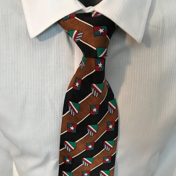 OSCAR DE LA RENTA SHEILDS & STRIPES NECK TIE - Picture 1 of 7